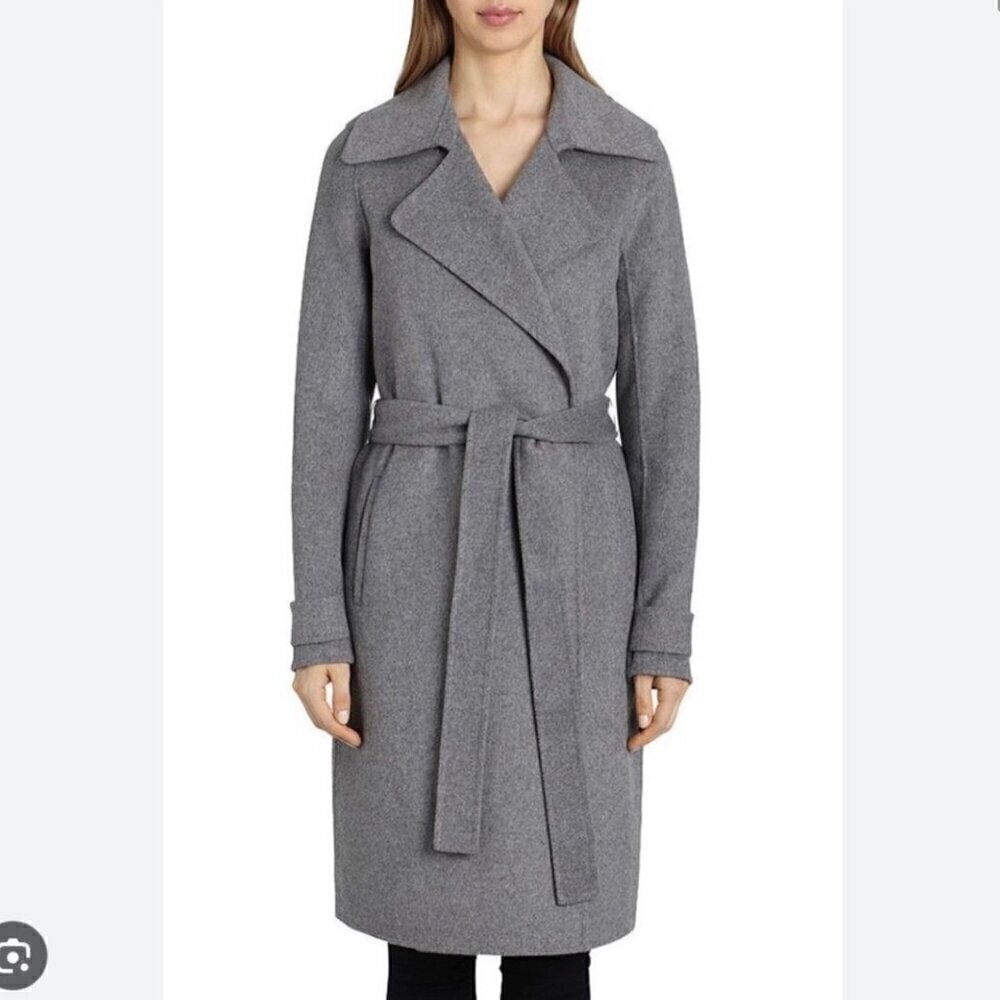 badgley mischka wool belted coat